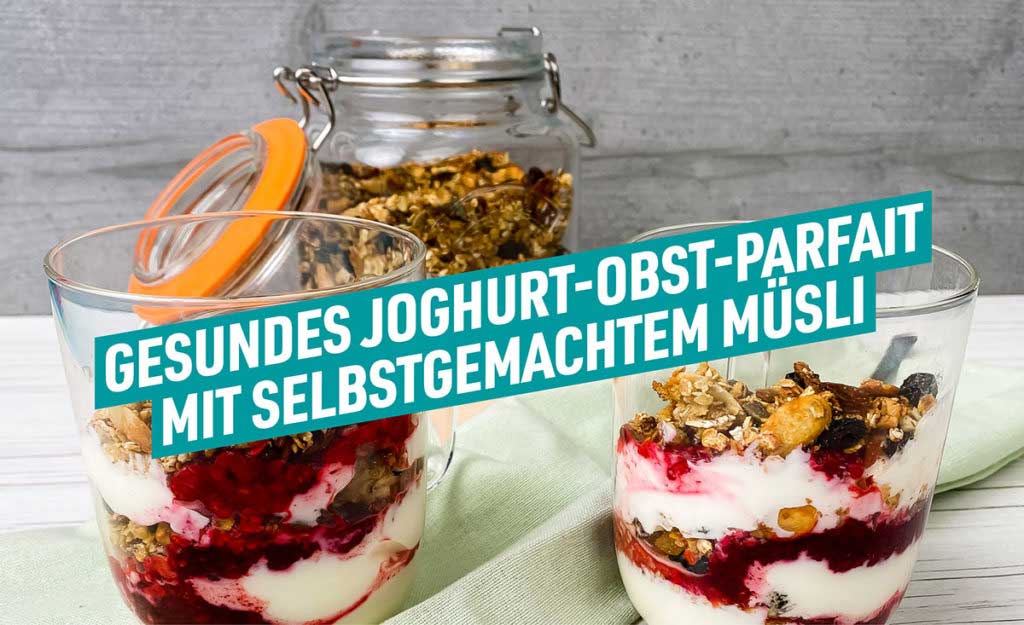 Probiere unser gesundes und nahrhaftes Parfait! Nur 252 kcal pro Portion, mit 11 g Protein und 8 g Fett.