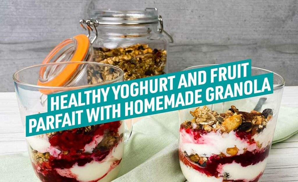 Forget the sugar-packed store-bought versions, switch it up for our simple Greek yoghurt parfait with raspberries and blackberries, paired with delicious homemade granola.