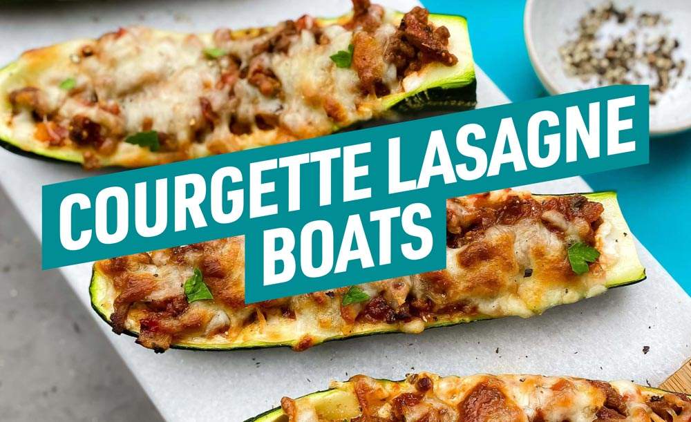 Our ultimate Stuffed Courgette Lasagne Boats are a healthier take on the traditional Italian classic pasta dish, at only 279 calories and 11g of carbs per serving.