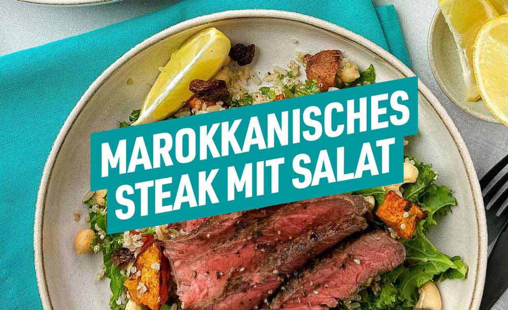 Unser marokkanischer Steak-Salat ist ein gutes Beispiel für einen ausgewogenen Salat. Dieses Gericht ist ein wahrer Alleskönner!