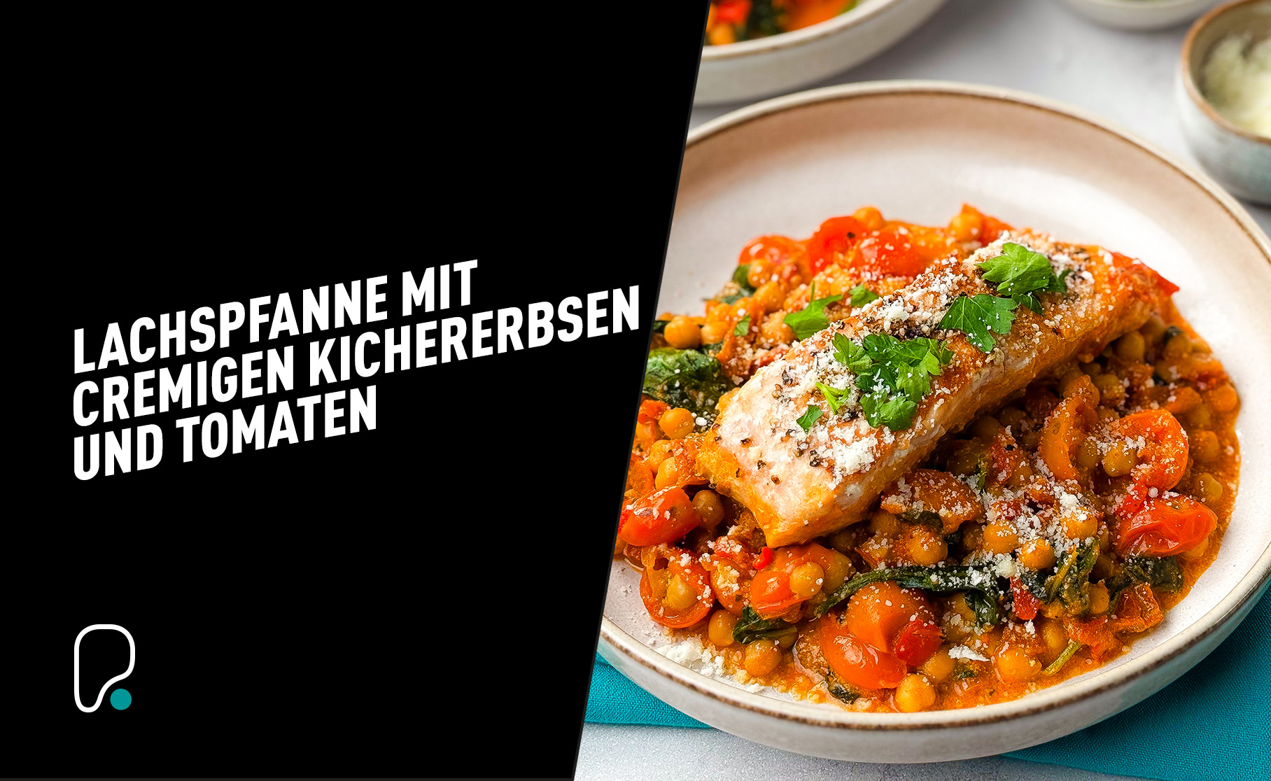 Rezept für Lachspfanne mit cremigen Kichererbsen und Tomaten